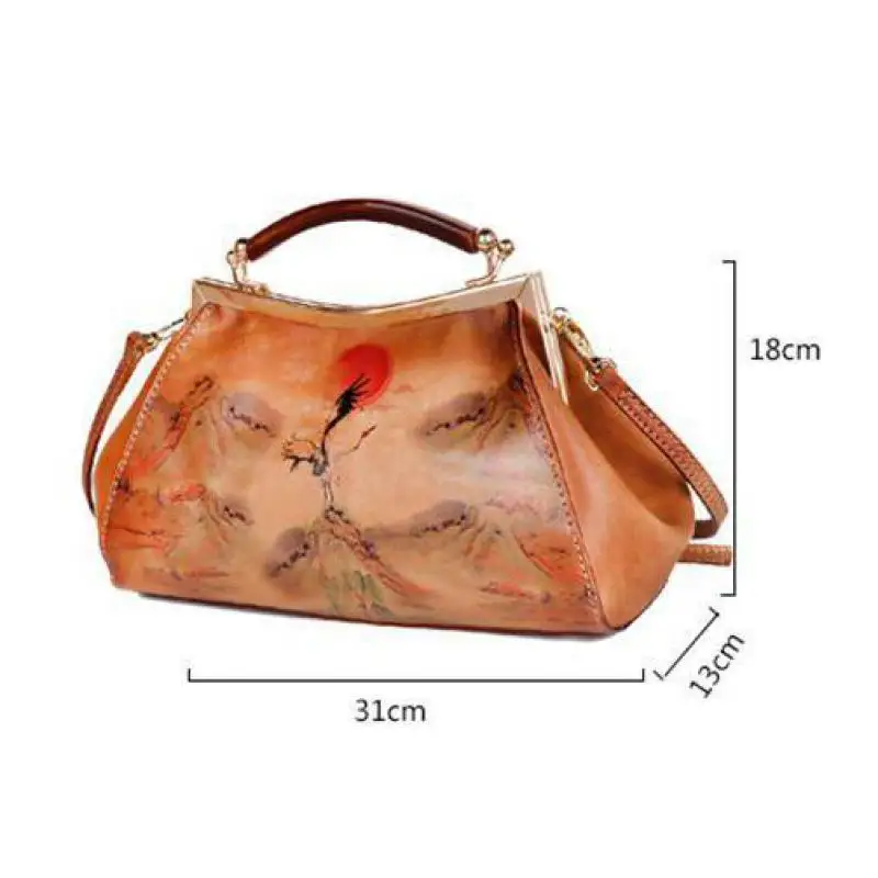 

MOTAORA Vintage Genuine Leather Women Bag Luxury Shoulder Bags For Female 2021 New Handmade Chinese Style Relief Handbag Ladies