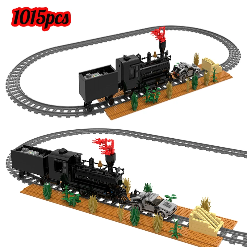 

MOC Back To Train Scene Train Track Running Building Block Set City Train Bricks Design Model for Education Children Boys Gifts