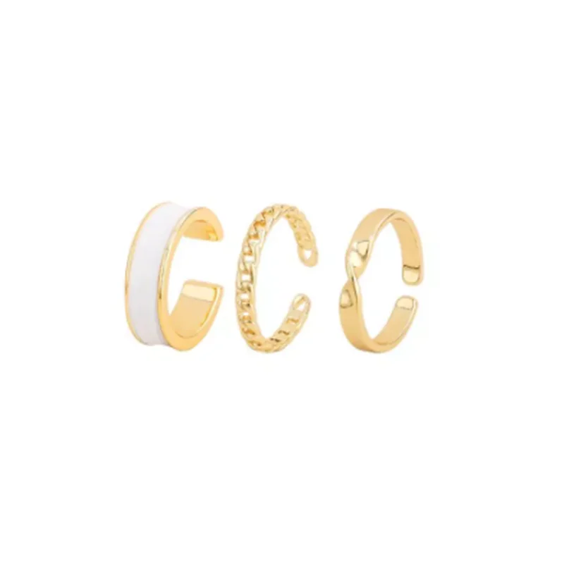 

Trendy New Gothic Style Three Piece Opening Rings For Woman Fashion Korean Jewelry European and American Wedding Party Sexy Ring