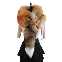 2021 party luxury brand women real winter fox fur scarves natural one piece fox fur collar warm soft real fox fur scarf
