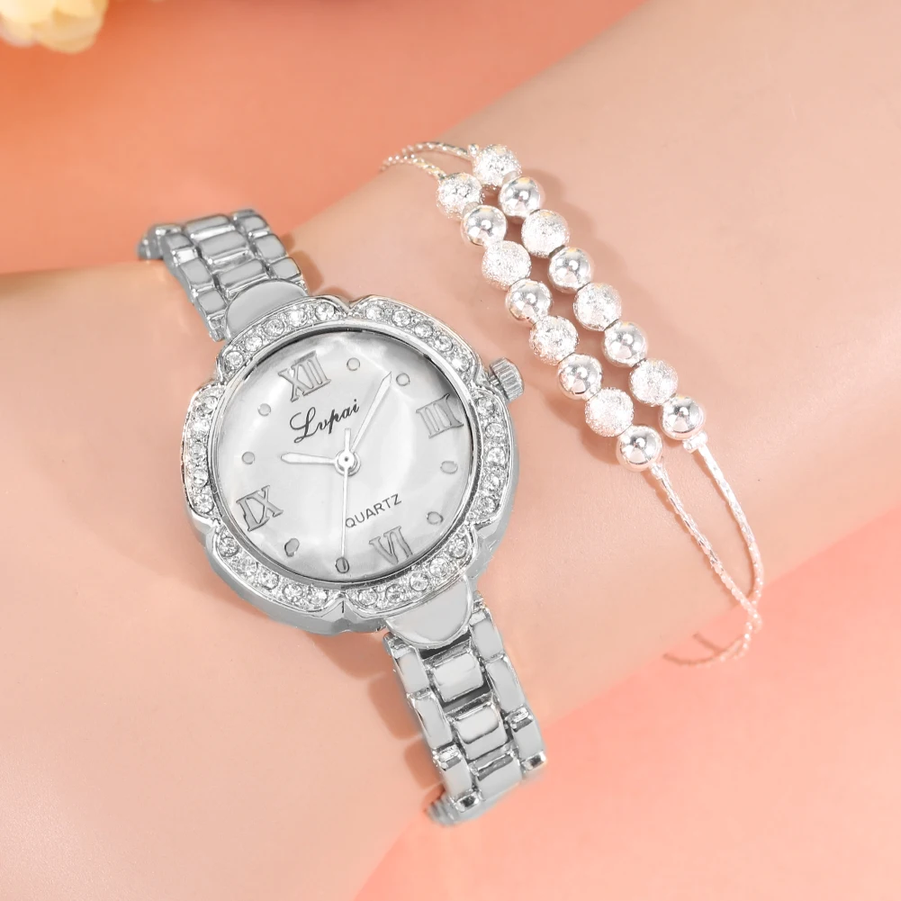 

Luxury Diamond Watches for Women Bracelet Set Ladies Dress Watch Simple Quartz Wristwatch Gift for Girlfriend Montre Femme 2021