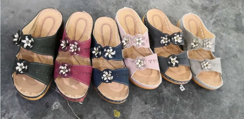 

Ladies Sandals Flower Open Toe Hollow Women's Shoes 2021 New Stitching Wedge Shoes Outdoor Leisure Beach Shoes Zapatos De Mujer