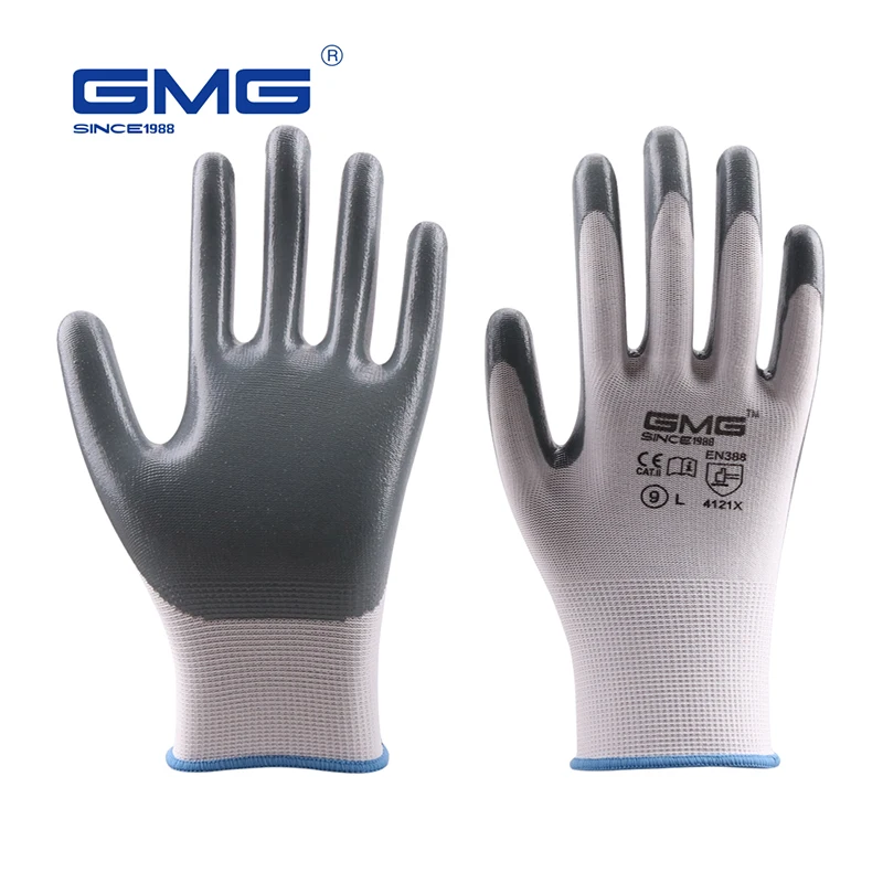 Vendite calde 6 paia guanti da lavoro GMG sicurezza giardino meccanico guanti protettivi donna uomo guanti guanti da lavoro in Nitrile