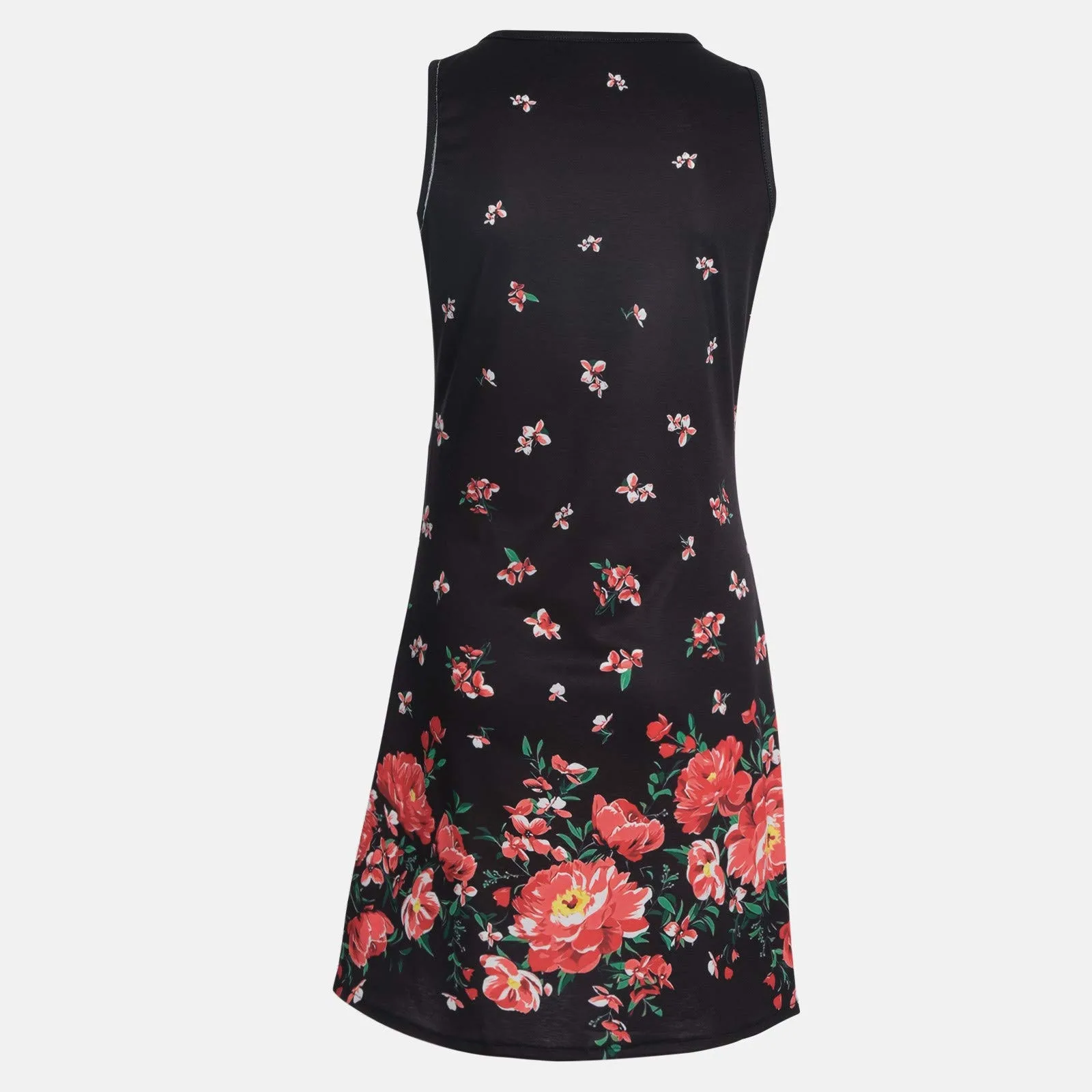 

Beach Floral Printed Tank Dress O Neck Sleeveless Casual Loose Sundress Hollow Out Pullover Vintage Dress Vestido De Mujer