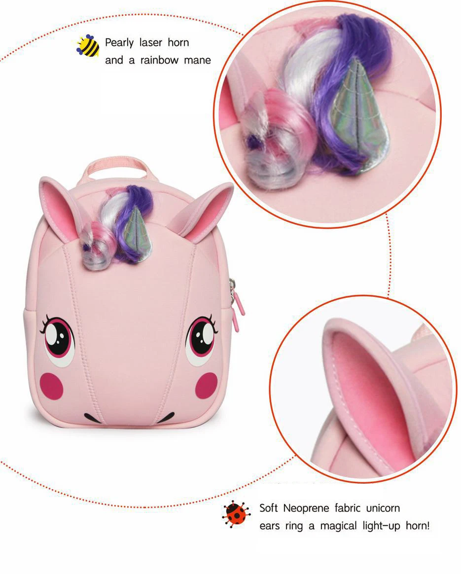 School Bag 3D Cartoon Animal Unicorn Neoprene Boy Student Kid Kindergarten Orthopedic Satchel for Girl Children Mochila Backpack