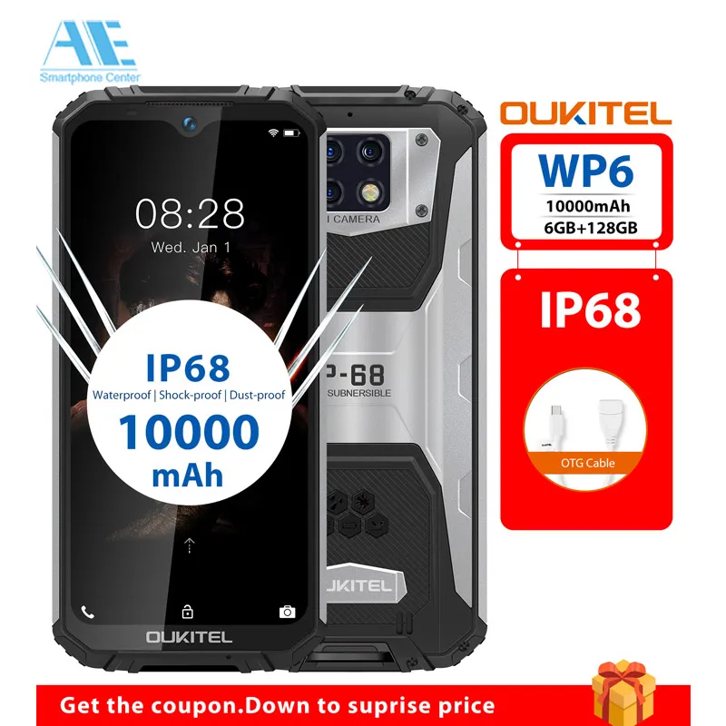 OUKITEL WP6 Водонепроницаемый и пыленепроницаемый 6 3 &quot19 5: 9 мобильный телефон MT6771T Octa