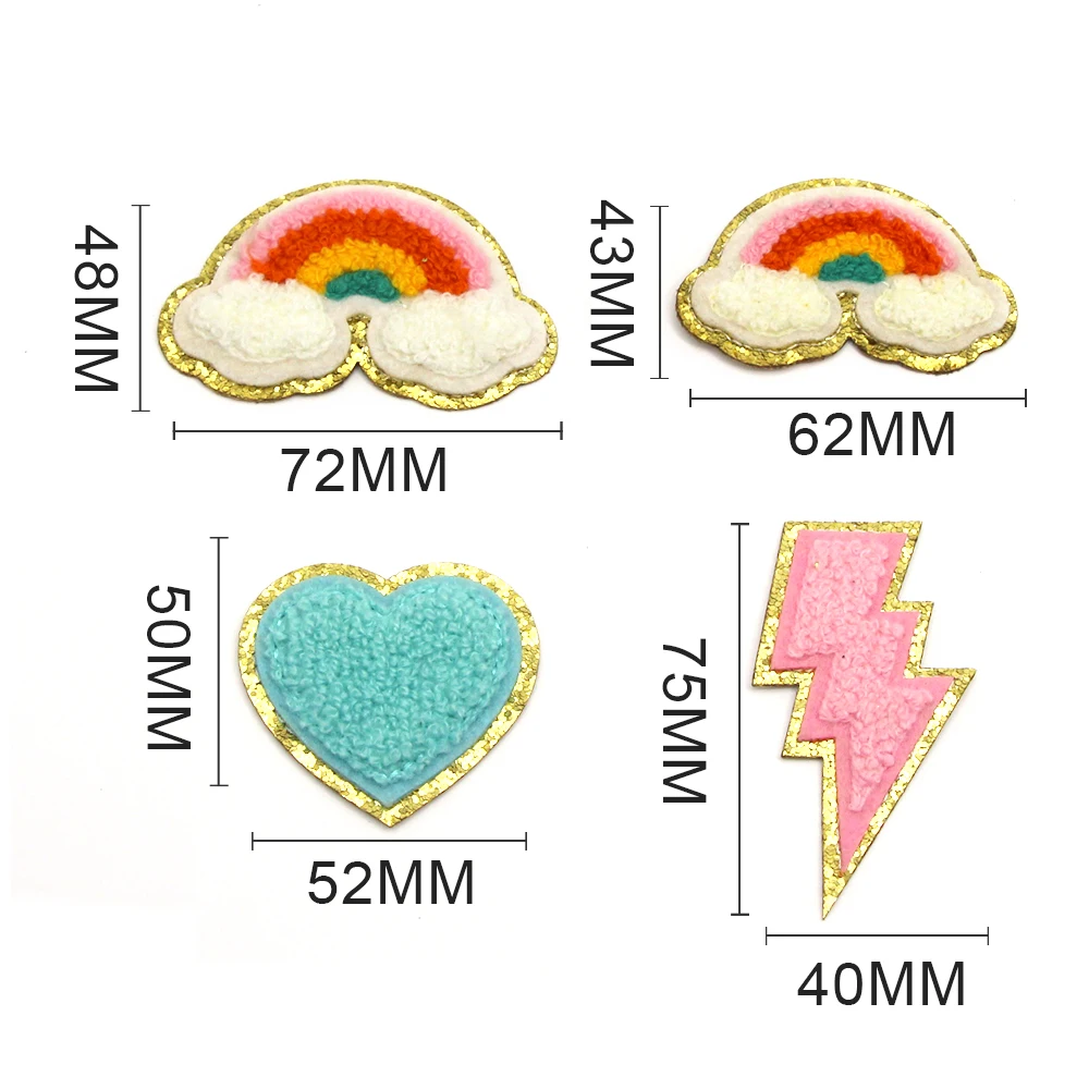 1Pcs Sequin Chenille Embroidery Patches Rainbow/Lightning/Heart Appliques Iron On For Children Woman Clothes | Дом и сад