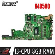 Akemy X405UQ For ASUS X405U X405UN X405UR X405URR X405URP X405UQ X405UF Laotop Mainboard X405UQ Motherboard W/ I3-CPU 8GB RAM