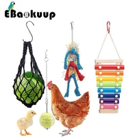 ebaokuup chicken xylophone toy 4 pcs feeding veggies skewers fruit bag hanging feeder toys set for chickengooseduck and parrot