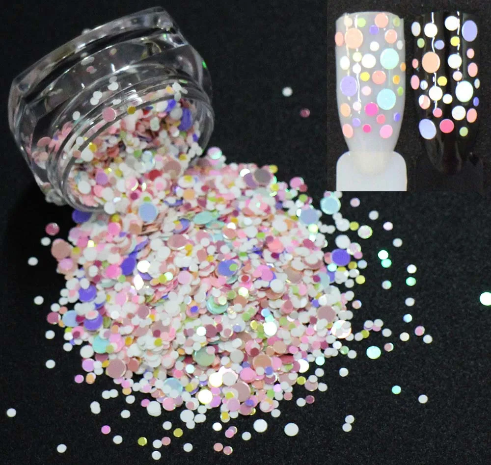 Смешанные размеры круглые формы блестки яркие цвета сияющие ломтики 3D дизайн