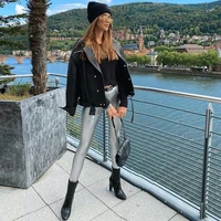 shascullfites melody faux leather trousers fleece lined footless tights silver leather pants butt lift women workout pants