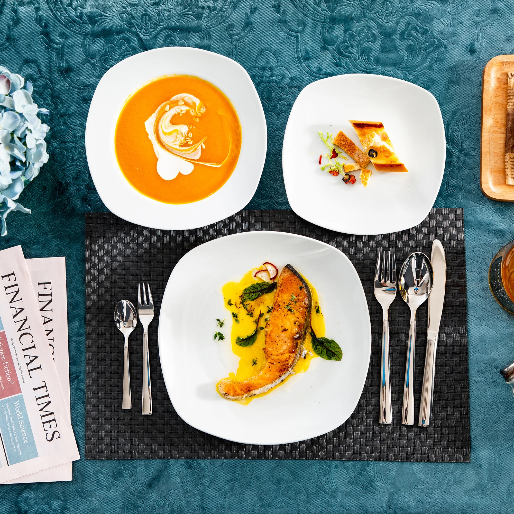 MALACASA Elisa набор из 36 керамических фарфоровых обеденных тарелок с супом Набор