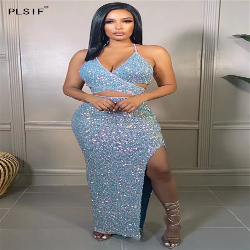 Женское платье с V-образным вырезом и разрезом | Женская одежда