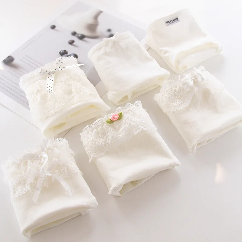 Милые трусики из хлопка с кружевами для девочек новинка 2021 года белые удобные и