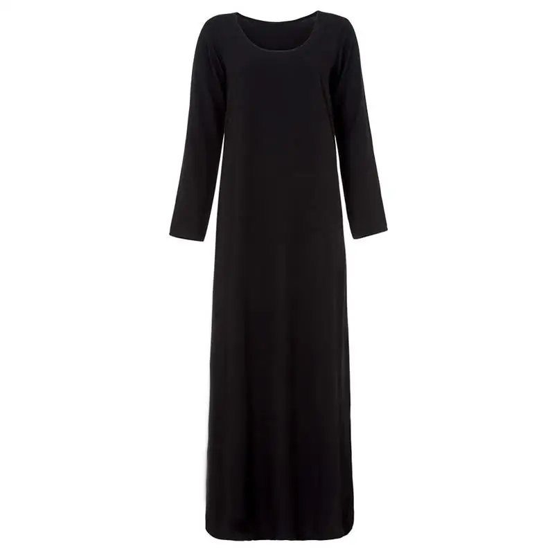 Внутри абайя Дубай Арабский Кафтан женские мусульманские платья Caftan Пакистан турецкие исламские платья Хиджаб Tesettur Elbise Vestido Largo - Цвет: Black dress