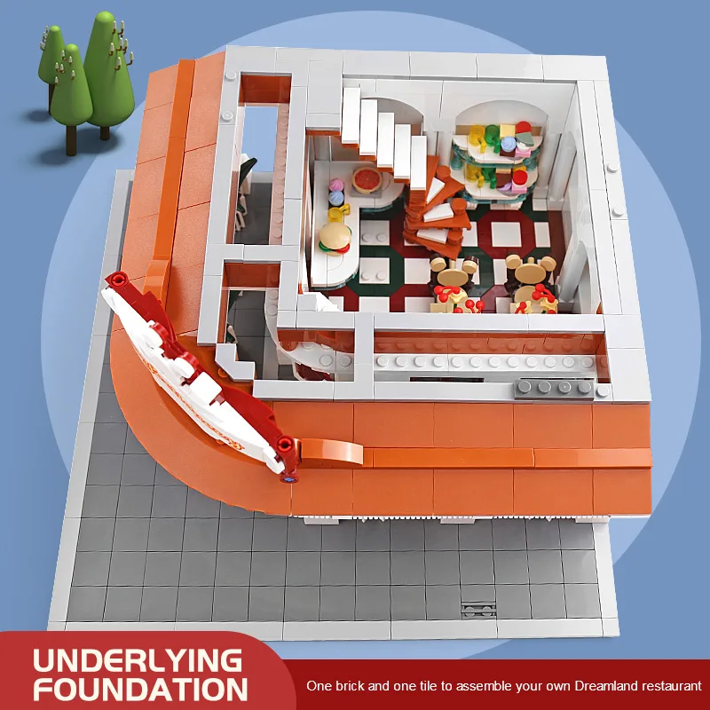 MOULD KING 11003 Streetview Building The MOC Paradise Corner Restaurant Model Blocks Bricks Kids Christmas Gifts Toys | Игрушки и хобби