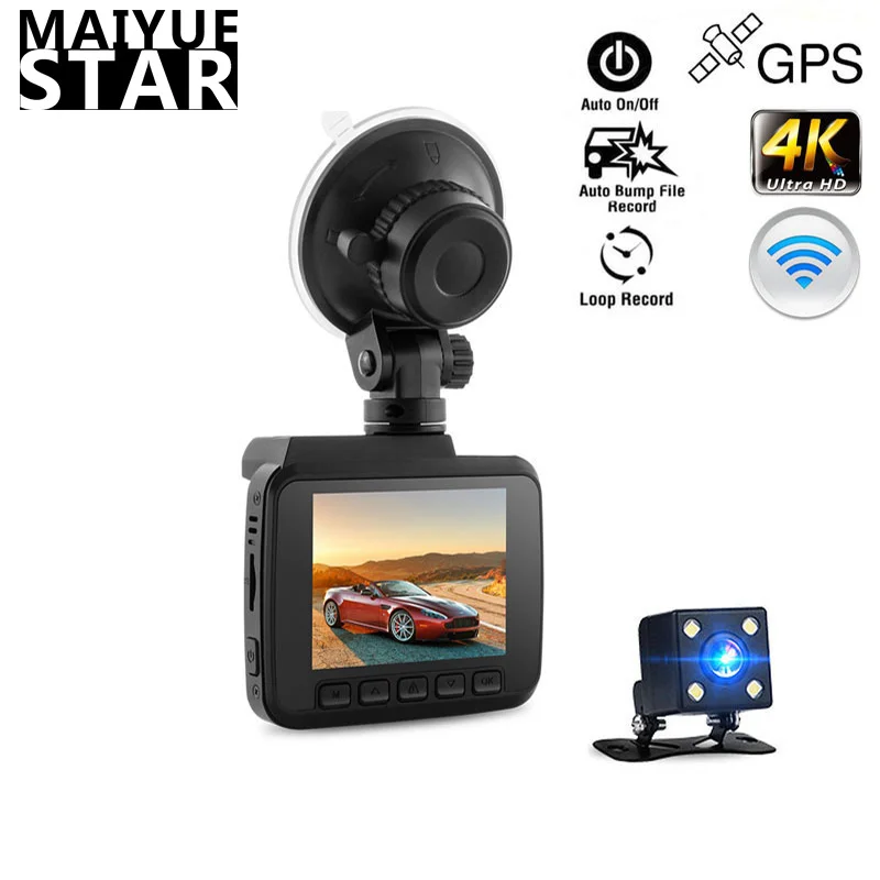 Maiyue star 2 4 дюймов FHD двойной объектив 4K Встроенный GPS Автомобильный