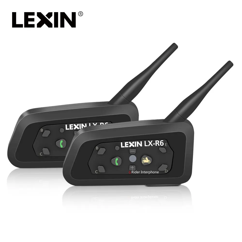 2 ШТ. Lexin R6 Мотоциклетный Bluetooth Шлем Гарнитуры Домофон для 6 всадников BT Беспроводной домофон Интерфон MP3