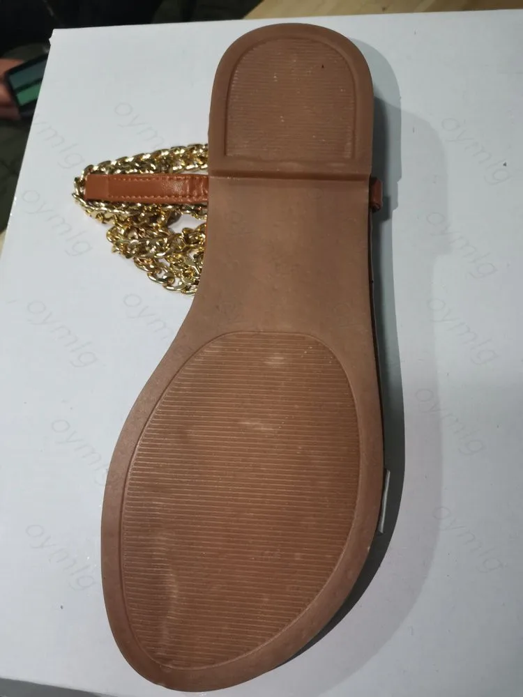 

Women Summer Basic Flats Shoes Woman PVC Sandals Leather Plus Size Flip Thong Gothic Chain Sandalias Mujer Sapato Feminino