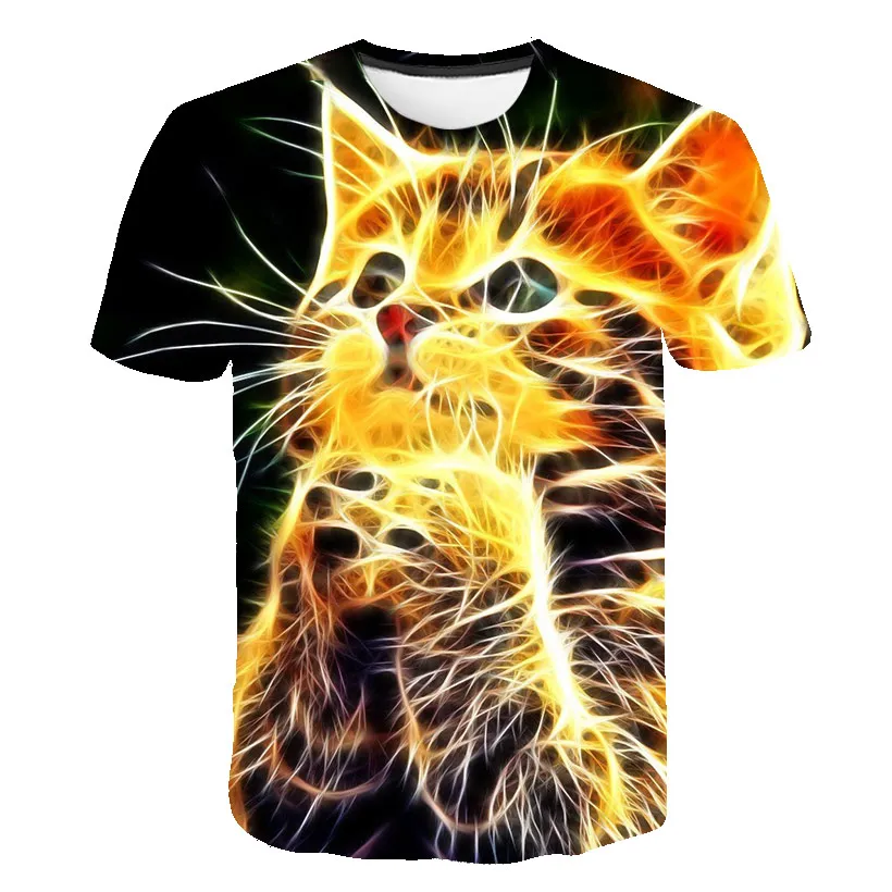 

Summer 3D t shirt men Print Animal Men/Women 2020 Newst kitten Print Funny cat Short Sleeve plain t shirt 3D design Tshirt Male