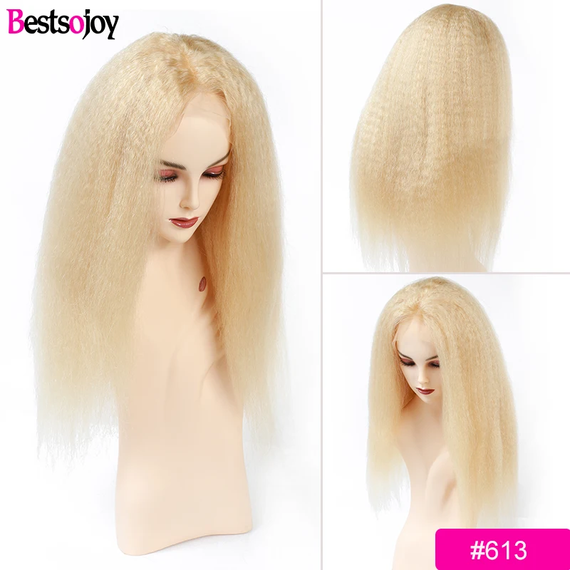 

Bestsojoy Kinky Straight Wig 13x4 Lace Front Wig 180 Density 613 Blonde Human Hair Wigs For Black Women 8-26 inch Remy Hair