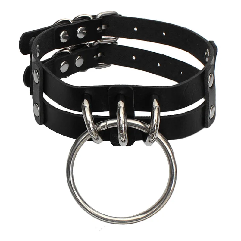 Кожаные Чокеры Egirl для женщин в стиле Харадзюку панк большой круглый кулон