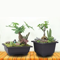 1set flower pot tray balcony square flower bonsai pot imitation purple rectangle bonsai nursery planter plastic