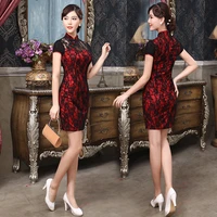 short slim improved cheongsam women vintage lace elegant party qipao dresses