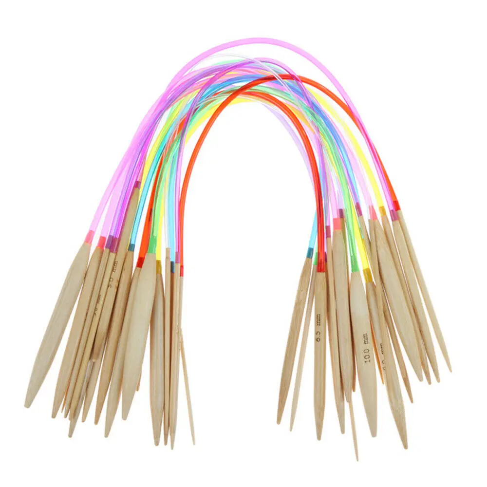 Горячая Мода 18 шт. круглая бамбуковая с красочные пластиковые согласно вязальные