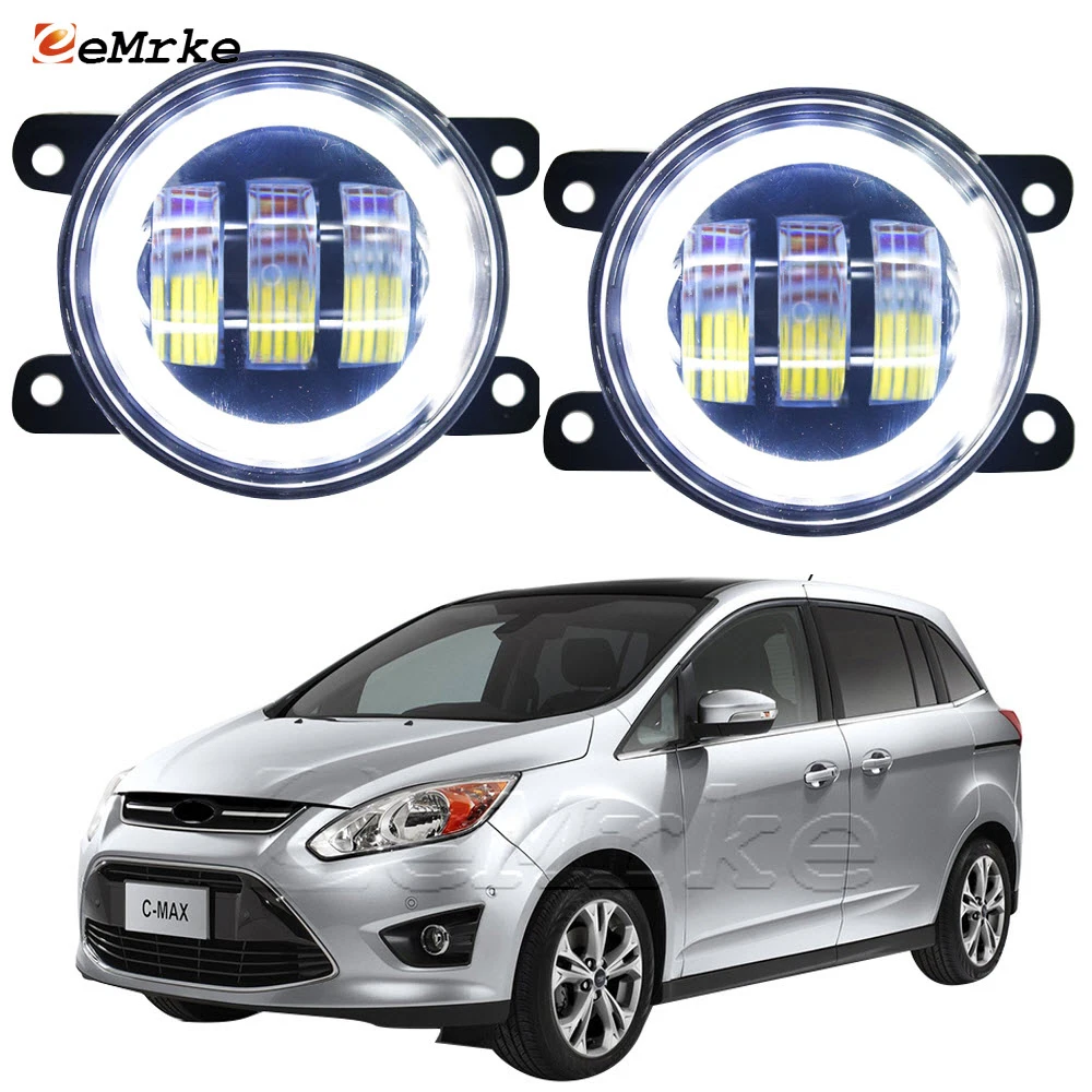 2x Автомобильные светодиодные противотуманные фары в сборе ангельские глазки DRL с