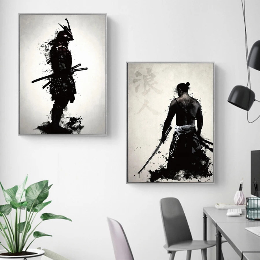 Japanese Samurai Canvas Oil Painting Modern Wall Art Pictures HD Print For Living Room Home Decoration Posters And Prints | Дом и сад