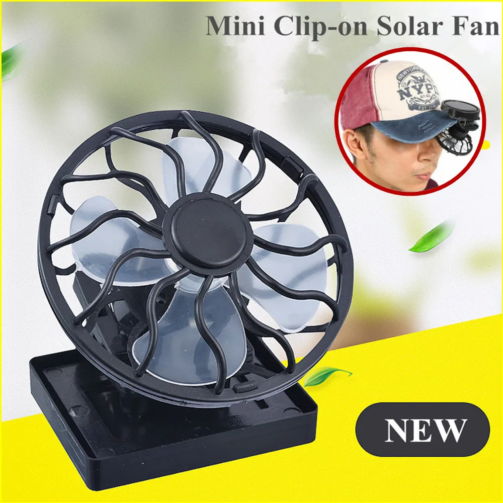 

Portable Clip-on Solar Fan Mini Cooling Fan Sun Power Energy Power Panel Cell Cooler For Camping Hiking Fishing Outdoors
