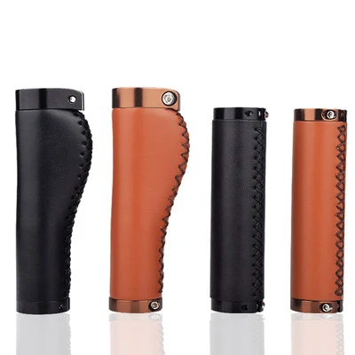 

Bicycle Grip Leather Handlebar Cover Mountain Bike Retro Lock Handlebar Cover PU Leather Hand-stitched Road Bike Accessories