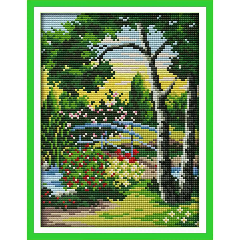 

Everlasting Love The Corner Of The Park Chinese Cross Stitch Kits Ecological Cotton Stamped 11 DIY New Year Decorations For Home