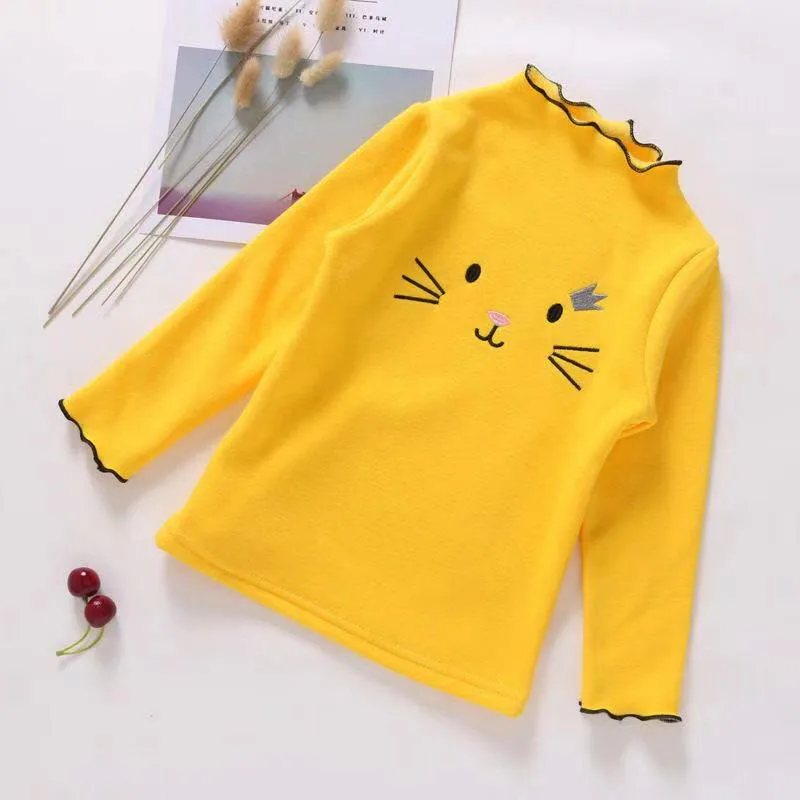 Baby Girl Sweater Cardigan Kids Sweatershirts Children Clothing Winter Autumn Sweater Tshirt Long Cartoon Cat Sweatershirt