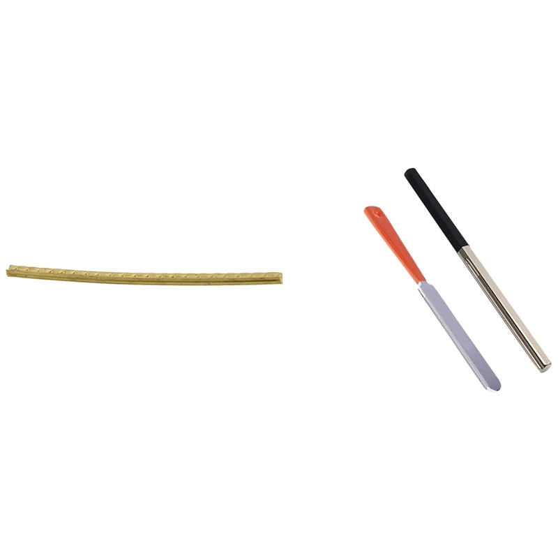 

22Pcs Electric Guitar Fretwire Gold Tone Brass Frets With 2Pcs Guitar Fret Tools Crowning File Fret Dressing File