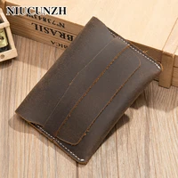 niucunzh genuine leather credit card holder mens wallet men vintage mens bank cards holder male coin purses men money clip new