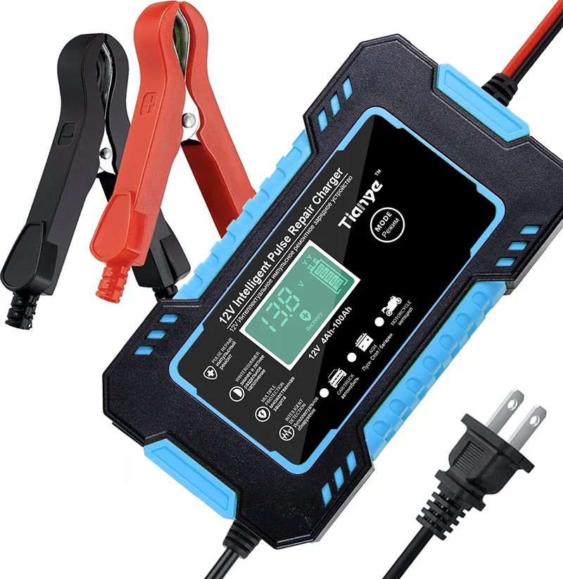 Full Automatic Car Battery Charger 12V 6A Multiple Protection Intelligent Pulse Repair Battery-Chargers with LCD Display