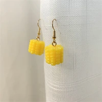 fun to eat and play soft sticky corn earrings 925 silver hook ear clip with no ear holes and realistic personality corn cob earr