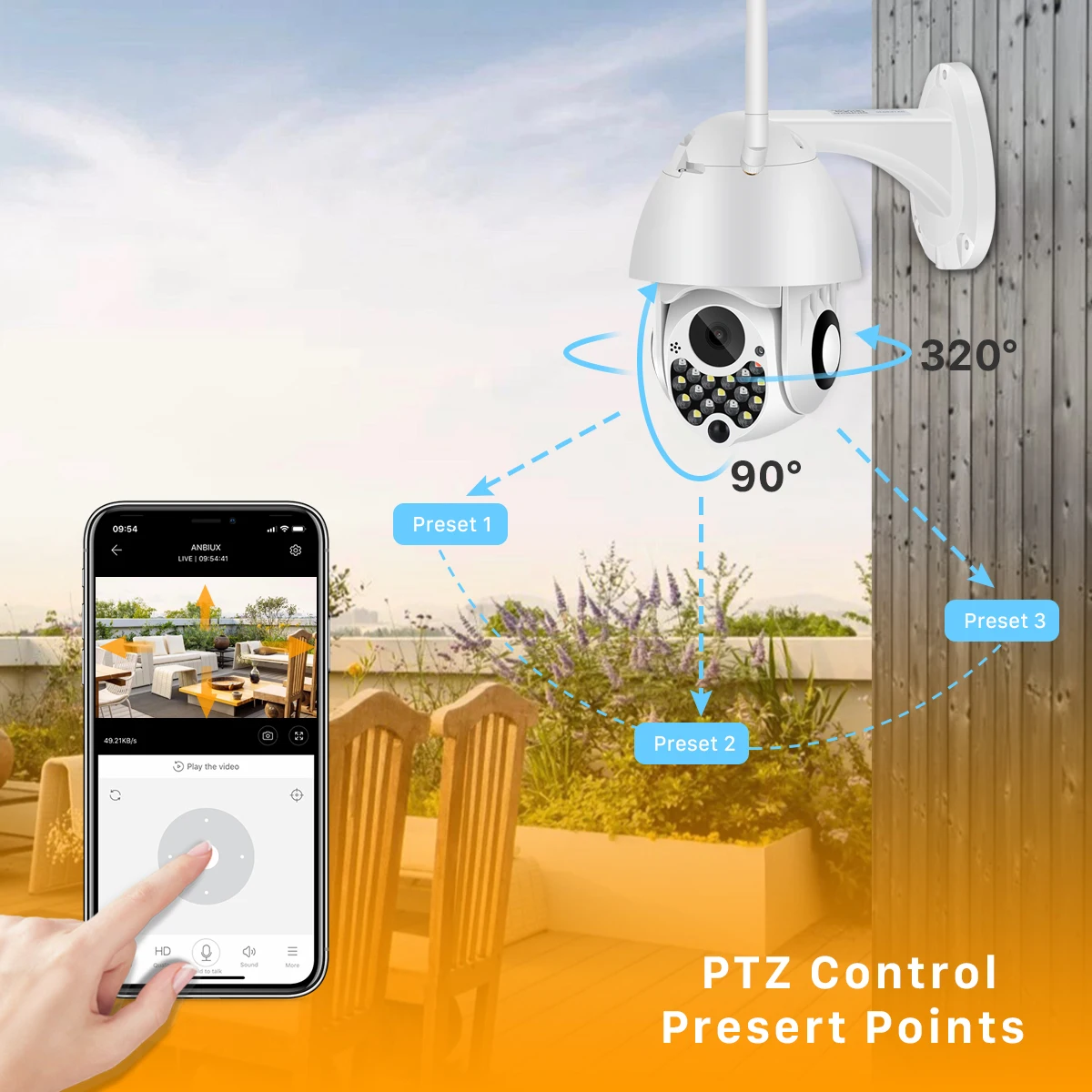 1080P световая сирена Wi-Fi ptz-камера 2MP автоматическое отслеживание облако Домашняя безопасность ip-камера 4X цифровой зум скорость купольная камера Открытый