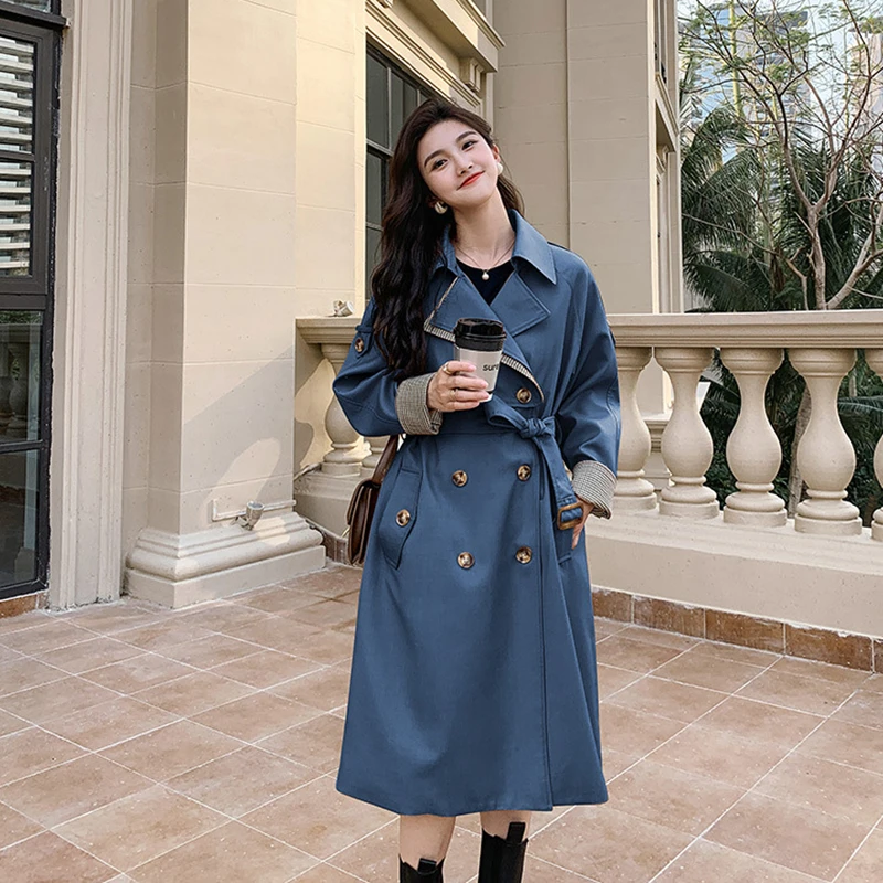 

Women's Autumn Coat Women's Windbreaker Solid Trench Women's Long Trench Coat Loose Casual Vintage Women's Coat 2021 New Korean