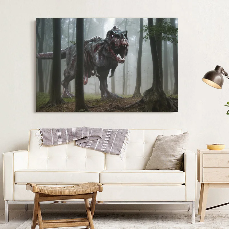 Тираннозавр Рекс зомби динозавр настенные художественные плакаты на холсте