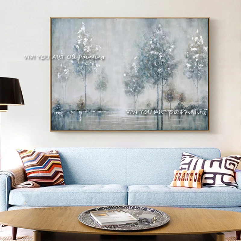 

Silver tree 100% Handpainted Oil Painting On Canvas New Handmade tree Oil Painting Wall Art Picture Home Decoration