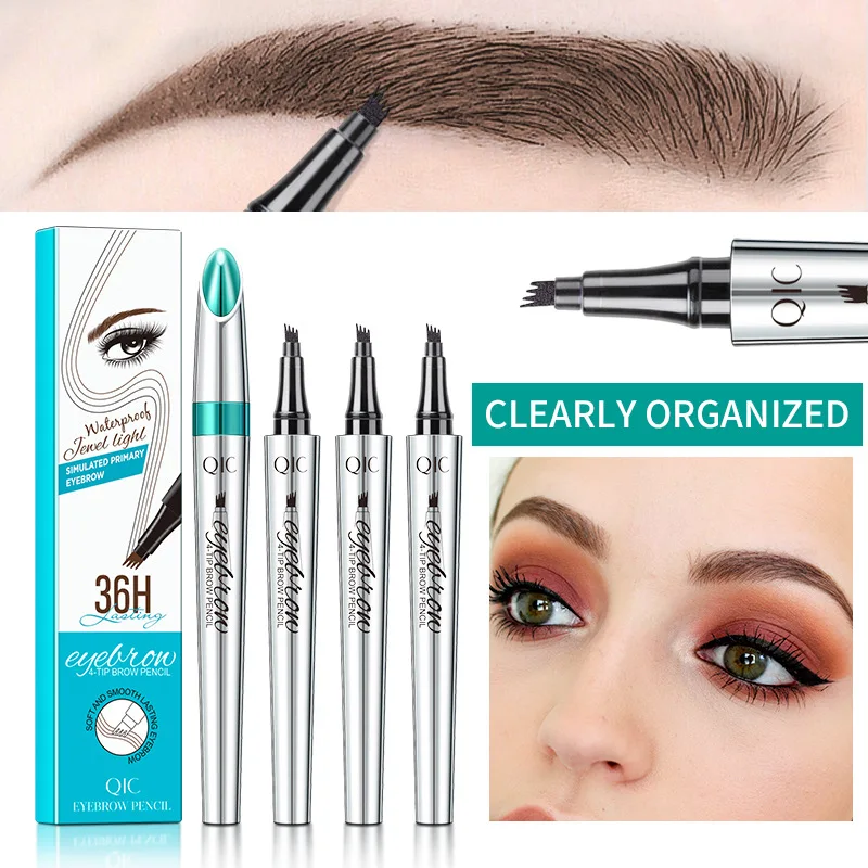 

4 Heads Eyebrow Pen Waterproof Eyebrow Tattoo 4D Eyebrow Liquid Pencil Promotion 4 Nibs Three-dimensional Eye Makeup Cosmetics