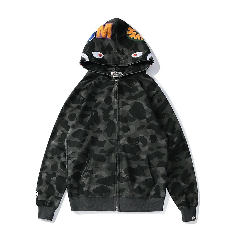 Новинка 2021 толстовки с капюшоном Bape Shark для мужчин и женщин повседневное пальто в
