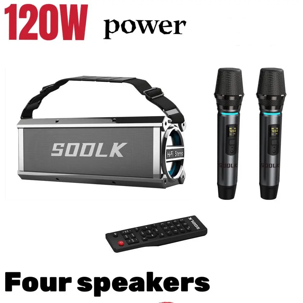 

caixa de som120W high power wireless bluetooth speaker outdoor portable subwoofer TWS stereo speaker with microphone