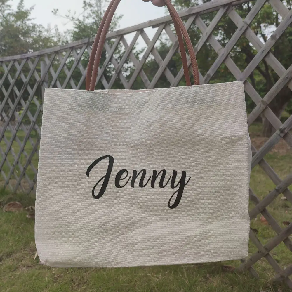 

Personalized Name Tote Custom Beach Bag with Name Initials, Monogrammed Tote bag, Bridesmaid Gift Reusable Canvas Bags