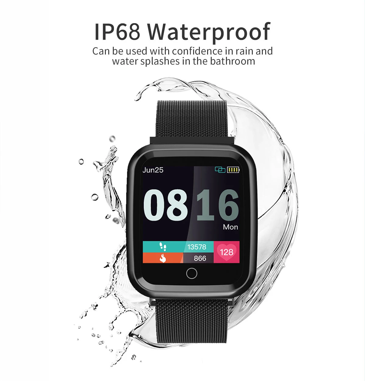 women smart watch ip68 waterproof smartwatch heart rate monitor sport fitness watch wearable devices for ios android gift strap free global shipping