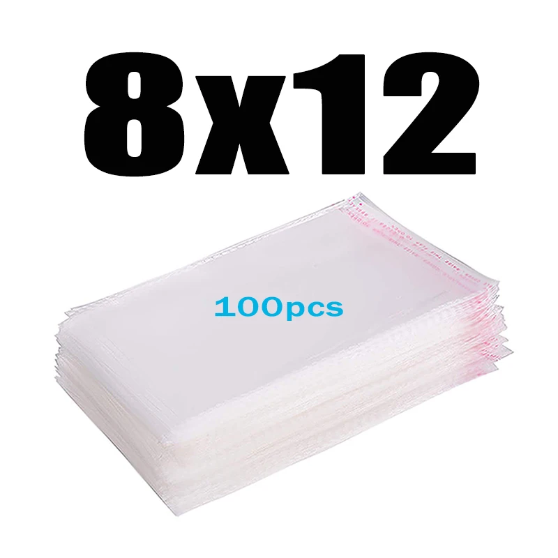 8x12CM 100pcs Прозрачный пластиковый самоклеющийся пакет целлофановые пакеты прозрачная Толстая самозапечатывающаяся маленькая упаковка герметичный полиэтиленовый пакет - Цвет: 8x12CM 100pcs