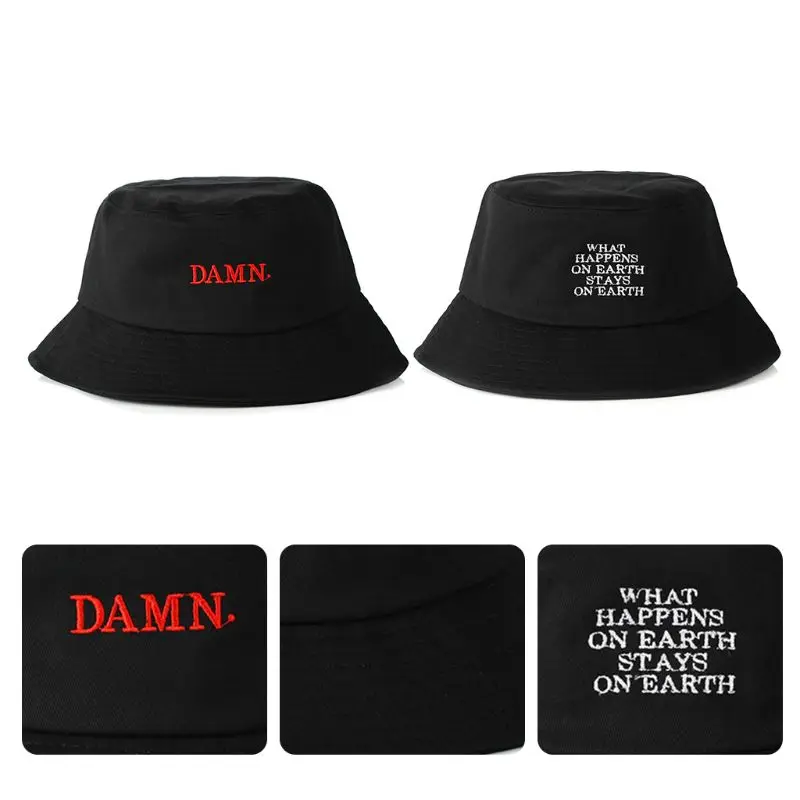 

Unisex Summer Harajuku Hip Hop Bucket Hat What Happens On Earth Letters Embroidered Outdoor Sunscreen Fisherman Cap